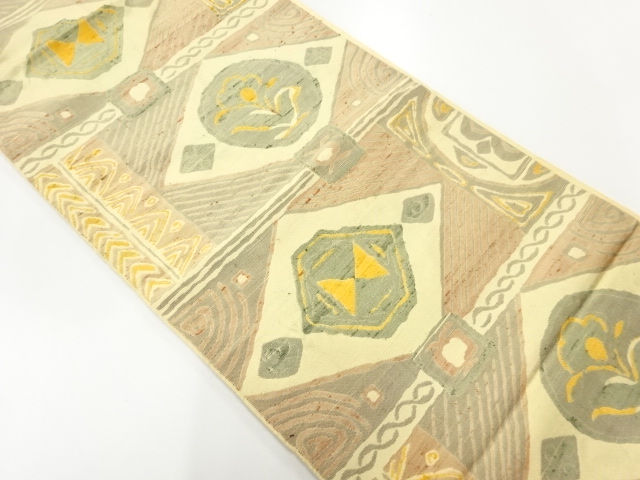 JAPANESE FUKURO OBI / TSUMUGI / WOVEN FLORAL PLANTS